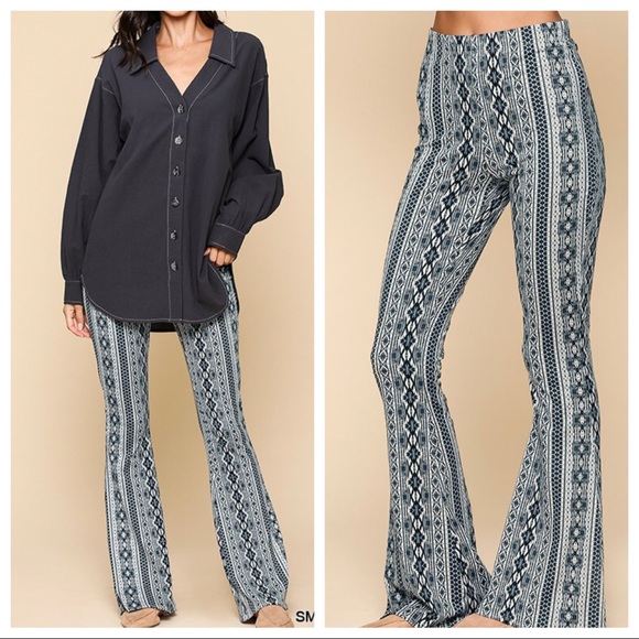 ShopEvelynne Pants - Ethnic print pull on fabulous bell bottom pants